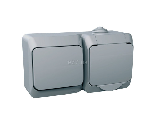 Розетка 220В з вимикачем 1-клавішним Schneider Electric WDE000600 Cedar Plus, сірий