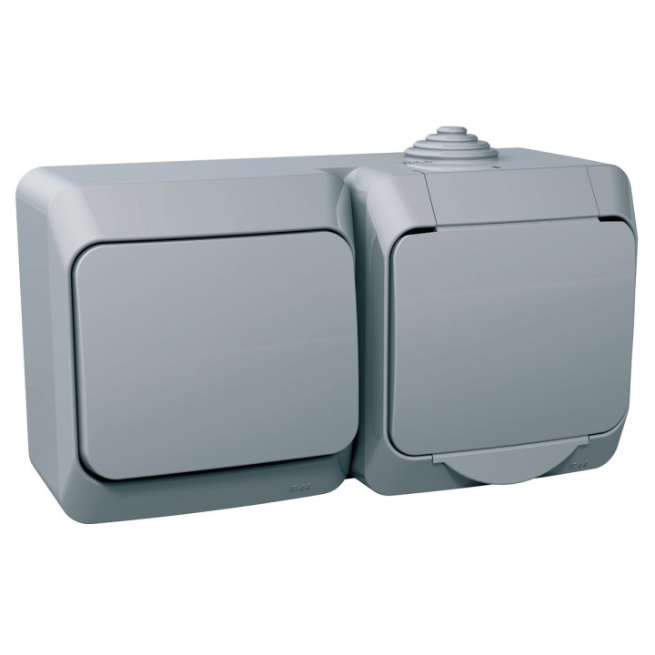 Розетка 220В з вимикачем 1-клавішним Schneider Electric WDE000600 Cedar Plus, сірий · Schneider Electric · schneider-electric-wde000600