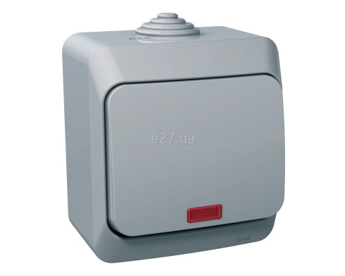 Вимикач 1-клавішний Schneider Electric WDE000614 Cedar Plus, сірий, з підсвіткою