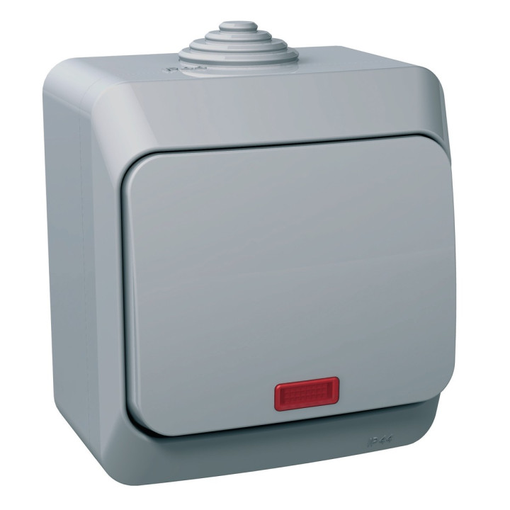 Вимикач 1-клавішний Schneider Electric WDE000614 Cedar Plus, сірий, з підсвіткою · Schneider Electric · schneider-electric-wde000614