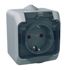 Розетка 220В Schneider Electric WDE000643 Cedar Plus, сірий, із заземленням, Schuko