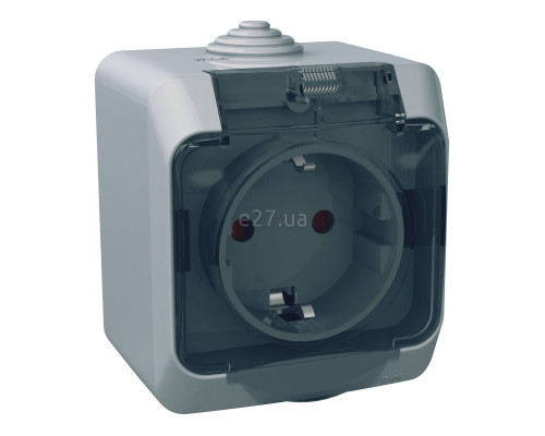 Розетка 220В Schneider Electric WDE000643 Cedar Plus, сірий, із заземленням, Schuko