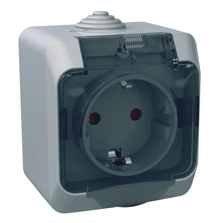 Розетка 220В Schneider Electric WDE000643 Cedar Plus, сірий, із заземленням, Schuko · Schneider Electric · schneider-electric-wde000643