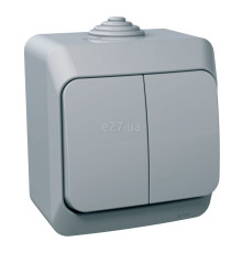Вимикач 2-клавішний Schneider Electric WDE000650 Cedar Plus, сірий, пластик, без підсвітки та індикації