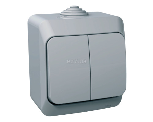 Вимикач 2-клавішний Schneider Electric WDE000650 Cedar Plus, сірий, пластик, без підсвітки та індикації
