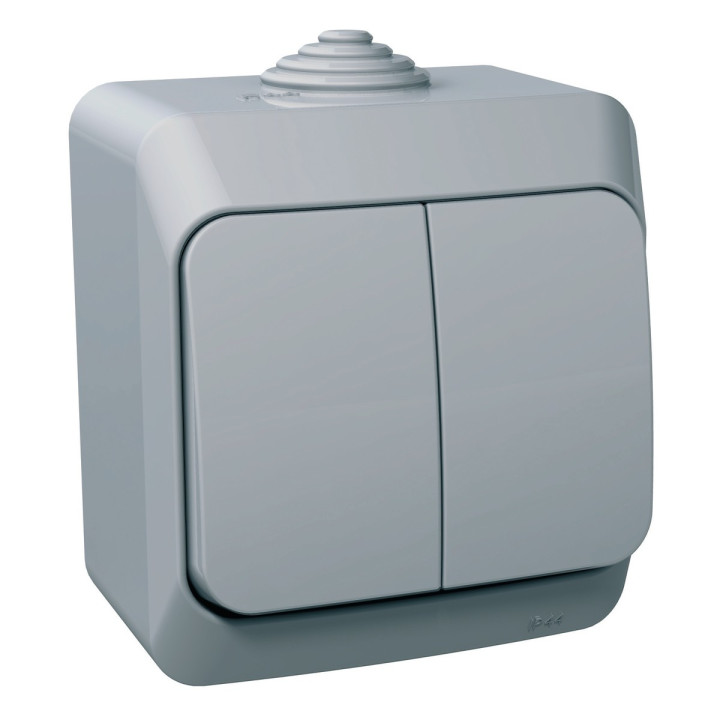 Вимикач 2-клавішний Schneider Electric WDE000650 Cedar Plus, сірий, пластик, без підсвітки та індикації · Schneider Electric · schneider-electric-wde000650