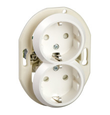 Розетка подвійна 220В Schneider Electric WDE011122 Renova, білий, пластик, із заземленням, Schuko, без захисної кришки, зі шторками, для врізного монтажу
