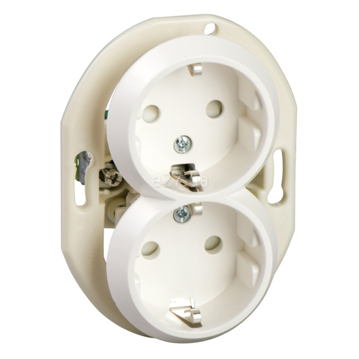 Розетка подвійна 220В Schneider Electric WDE011122 Renova, білий, пластик, із заземленням, Schuko, без захисної кришки, зі шторками, для врізного монтажу · Schneider Electric · schneider-electric-wde011122