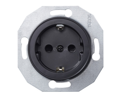 Розетка 220В Schneider Electric WDE011303 Renova, чорний, пластик, із заземленням, Schuko, без захисної кришки, зі шторками, для врізного монтажу