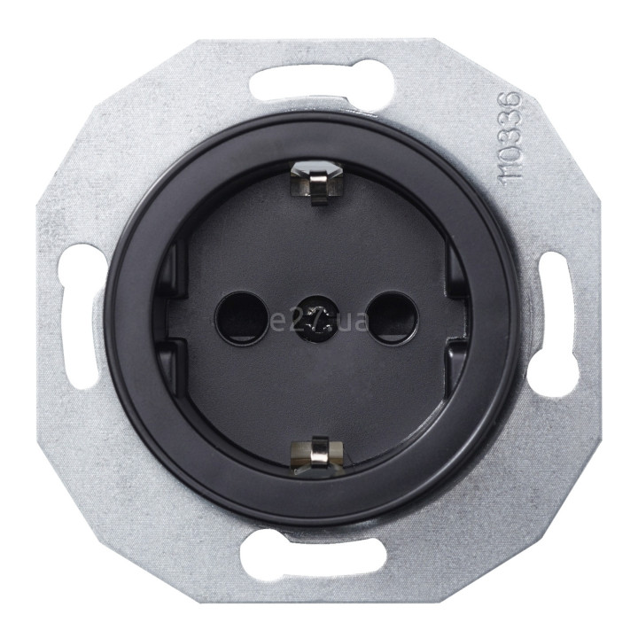 Розетка 220В Schneider Electric WDE011303 Renova, чорний, пластик, із заземленням, Schuko, без захисної кришки, зі шторками, для врізного монтажу · Schneider Electric · schneider-electric-wde011303