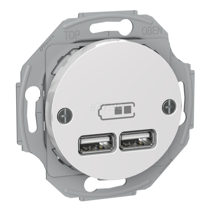 Розетка USB Schneider Electric WDE011760 Renova, білий, пластик, для врізного монтажу · Schneider Electric · schneider-electric-wde011760