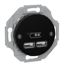 Розетка USB Schneider Electric WDE011761 Renova, чорний, пластик, для врізного монтажу