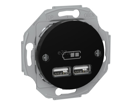 Розетка USB Schneider Electric WDE011761 Renova, чорний, пластик, для врізного монтажу