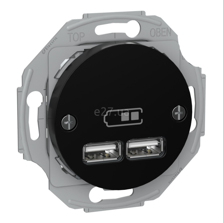 Розетка USB Schneider Electric WDE011761 Renova, чорний, пластик, для врізного монтажу · Schneider Electric · schneider-electric-wde011761