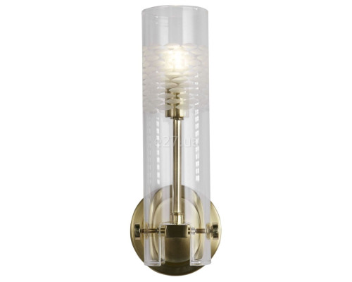 Бра Searchlight 27981SB Scope Bathroom Wall Light - Satin Brass with Clear Glass
