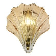 Бра Searchlight 28980SB Shell 1Lt Wall Light, Satin Brass Metal & Amber Glass IP44 · Searchlight · searchlight-28980sb