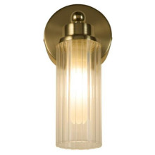 Бра Searchlight 29981SB Imperial 1Lt Wall Light, Satin Brass Metal & Clear Ribbed Gl · Searchlight · searchlight-29981sb