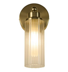 Бра Searchlight 29981SB Imperial 1Lt Wall Light, Satin Brass Metal & Clear Ribbed Gl