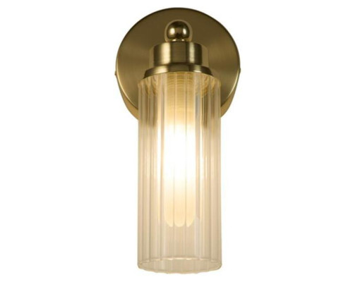 Бра Searchlight 29981SB Imperial 1Lt Wall Light, Satin Brass Metal & Clear Ribbed Gl
