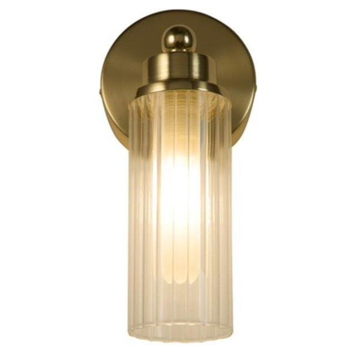 Бра Searchlight 29981SB Imperial 1Lt Wall Light, Satin Brass Metal & Clear Ribbed Gl · Searchlight · searchlight-29981sb