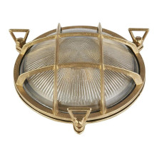 Настінний світильник Searchlight 30361PB Bulkhead Round Outdoor Light - Solid Brass,IP64 · Searchlight · searchlight-30361pb