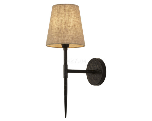 Бра Searchlight 30690-1BK Gothic Wall Light - Hammered Black with Natural Linen Shade