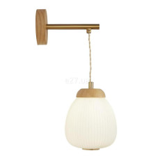 Бра Searchlight 31412-1NA Ella Wall Lamp - Wood with opal ribbed glass shade