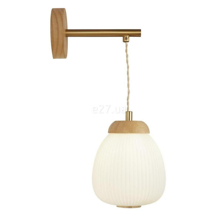 Бра Searchlight 31412-1NA Ella Wall Lamp - Wood with opal ribbed glass shade · Searchlight · searchlight-31412-1na