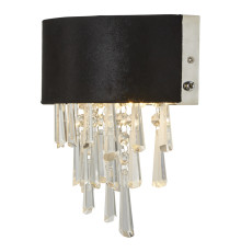 Бра Searchlight 50818-2BK Glamour 2Lt Wall Light - Black Velvet Shade & Clear Crystal