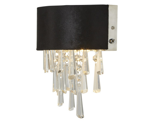 Бра Searchlight 50818-2BK Glamour 2Lt Wall Light - Black Velvet Shade & Clear Crystal