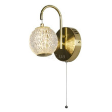 Бра Searchlight 51481SB Allure Wall Light - Satin Brass Metal & Clear Acrylic, 5 Вт, 430 лм, 3000К · Searchlight · searchlight-51481sb