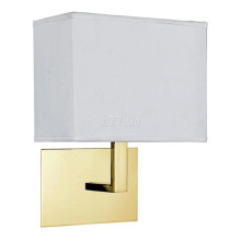 Бра Searchlight 5519SB Hotel Wall Light - Satin Brass Metal & White Fabric Shade · Searchlight · searchlight-5519sb
