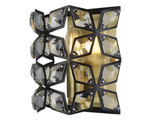 Бра Searchlight 59811-1BSB Iris Wall Light - Brass, Black Metal & Crystal