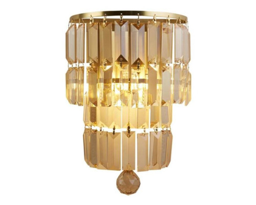Бра Searchlight 61321-2SB Empire 2LT Wall Light, Satin Brass Metal & Champagne Crystal