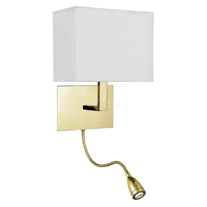 Бра Searchlight 6519SB Hotel Wall Light- Satin Brass Metal & White Fabric Shade · Searchlight · searchlight-6519sb