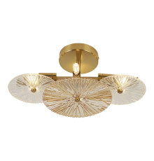 Люстра Searchlight 88210-6BZ Wagon Wheel 6Lt Semi Flush/Wall-Bronze, Clear & Amber Glass