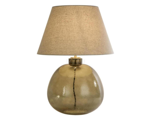 Настільна лампа Searchlight EU44651GR Zenith 1Lt Table Lamp, Green Glass with Natural Linen Shade