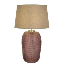Настільна лампа Searchlight EU44652PI Amethyst 1Lt Table Lamp, Pink Glass with Natural Linen Shade