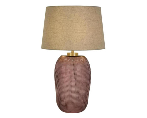 Настільна лампа Searchlight EU44652PI Amethyst 1Lt Table Lamp, Pink Glass with Natural Linen Shade
