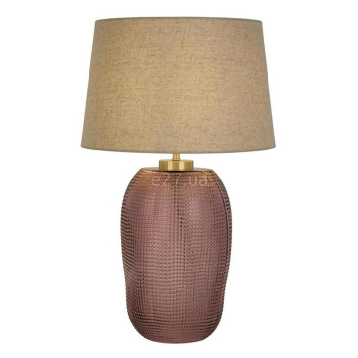 Настільна лампа Searchlight EU44652PI Amethyst 1Lt Table Lamp, Pink Glass with Natural Linen Shade · Searchlight · searchlight-eu44652pi