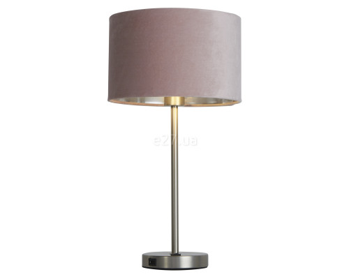 Настільна лампа Searchlight EU58911PI Finn Table Lamp - Satin Nickel, Pink Velvet Shade