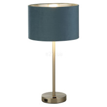 Настільна лампа Searchlight EU58911TE Finn Table Lamp - Satin Nickel, Teal Velvet Shade · Searchlight · searchlight-eu58911te