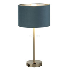 Настільна лампа Searchlight EU58911TE Finn Table Lamp - Satin Nickel, Teal Velvet Shade