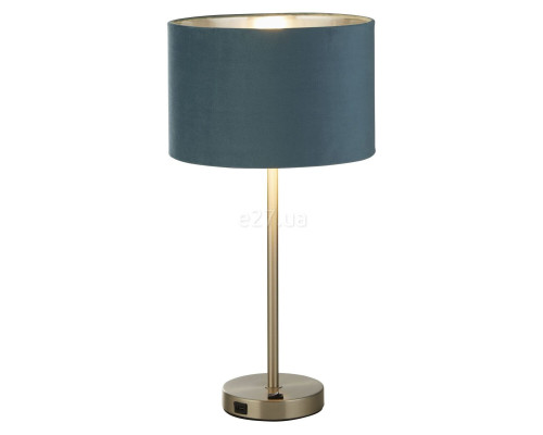 Настільна лампа Searchlight EU58911TE Finn Table Lamp - Satin Nickel, Teal Velvet Shade