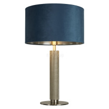 Настільна лампа Searchlight EU65721TE London Table Lamp - Knurled Satin Nickel, Teal Velvet Shade · Searchlight · searchlight-eu65721te