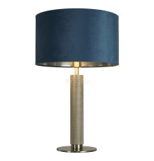 Настільна лампа Searchlight EU65721TE London Table Lamp - Knurled Satin Nickel, Teal Velvet Shade