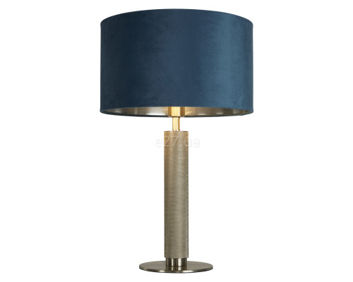 Настільна лампа Searchlight EU65721TE London Table Lamp - Knurled Satin Nickel, Teal Velvet Shade