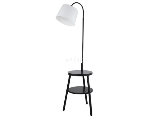 Торшер Searchlight EU74730BK Ridge Floor Lamp - Black Metal, Wood & White Fabric