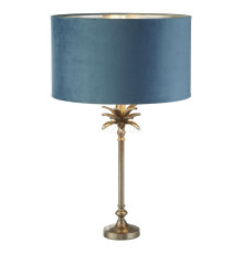 Настільна лампа Searchlight EU81210TE Palm Table Lamp - Antique Nickel & Teal Velvet Shade