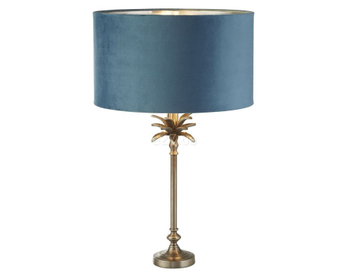 Настільна лампа Searchlight EU81210TE Palm Table Lamp - Antique Nickel & Teal Velvet Shade